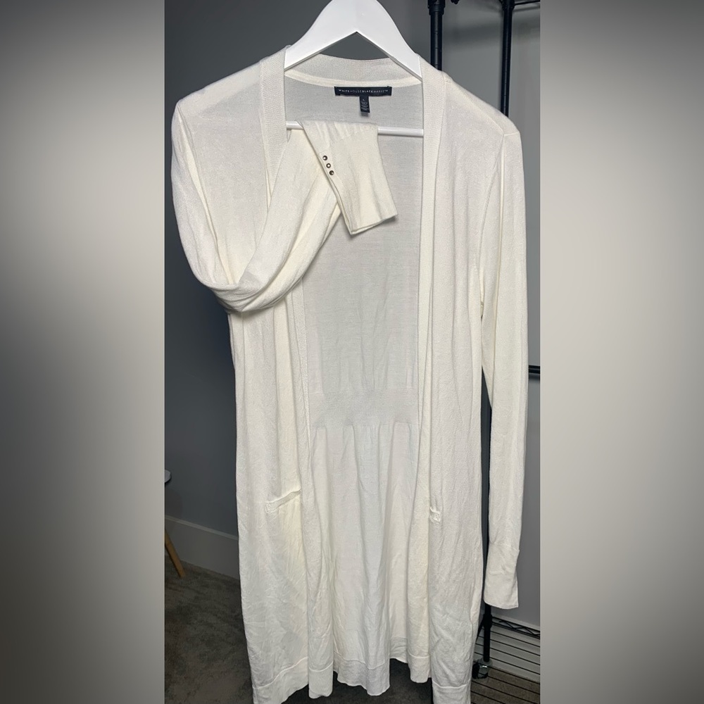 White House Black Market white knee length lightweight Cardigan